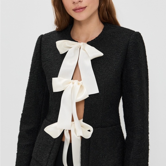 New! Sea New York Black Blazer with Cream Bows - Picture 2 of 7